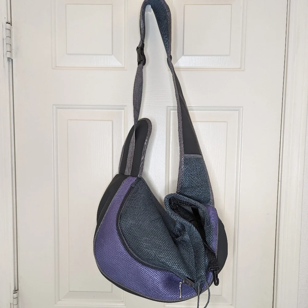 Pet Carrier Sling Bag - Black and Purple